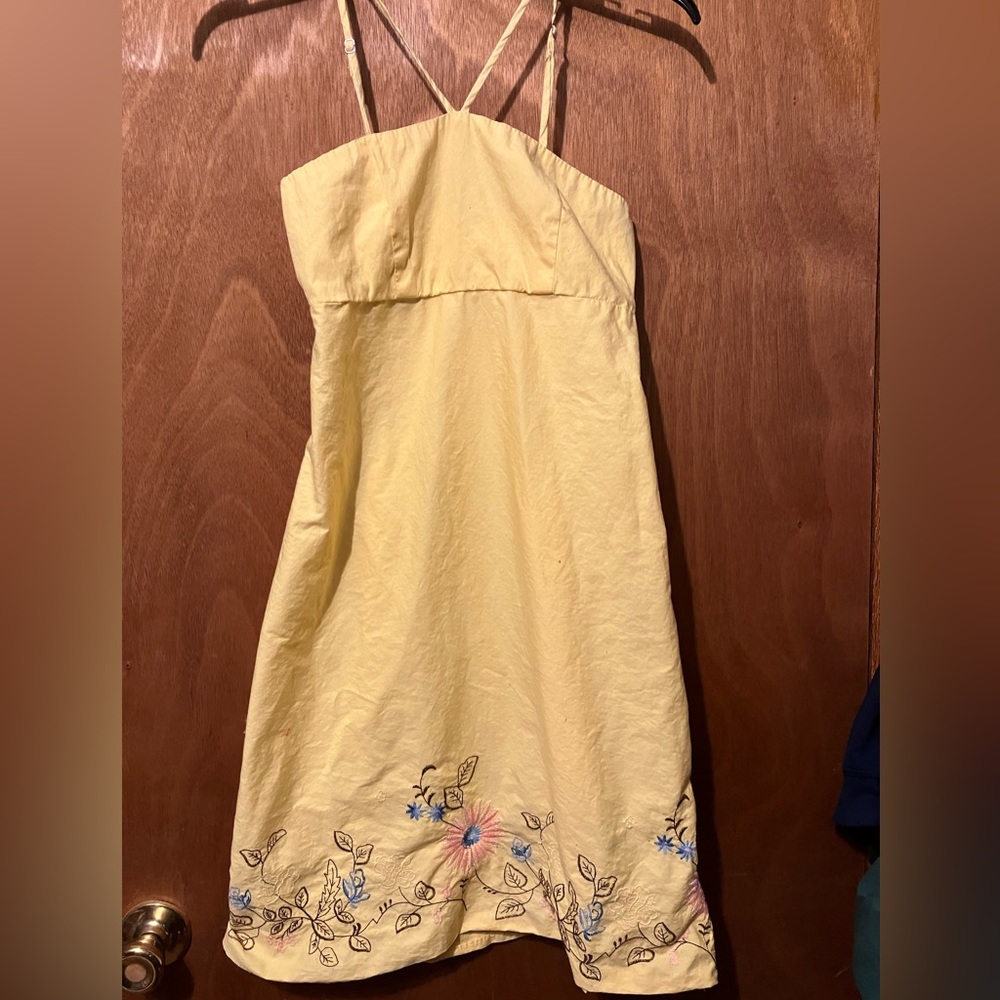 Vintage Ixia Yellow Halter Sundress Size Small USA